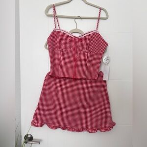 Sienna Sky Red Gingham Women’s Mini Skirt Set